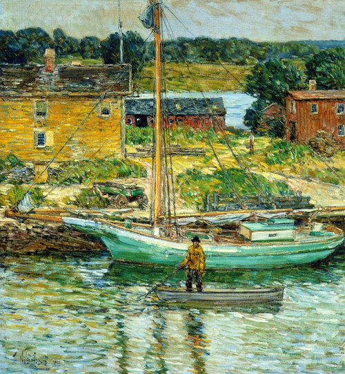 Oyster Sloop, Cos Cob By Frederick Childe Hassam By Frederick Childe Hassam Oyster Sloop, Cos Cob By Frederick Childe Hassam By Frederick Childe Hassam