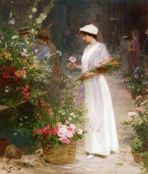Picking Flowers By Victor Gabriel Gilbert By Victor Gabriel Gilbert