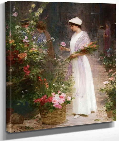 Picking Flowers By Victor Gabriel Gilbert By Victor Gabriel Gilbert