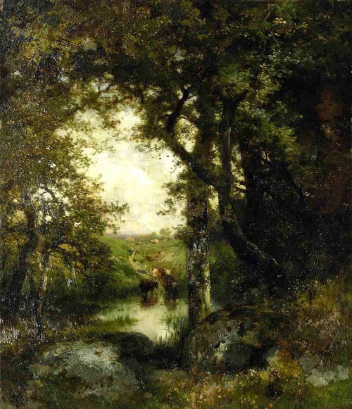 Pool In The Forest, Long Island By Thomas Moran By Thomas Moran