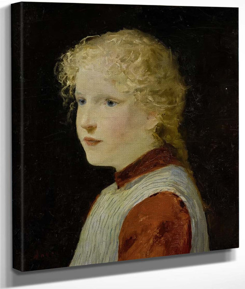 Portrait Of A Blonde Girl By Albert Anker