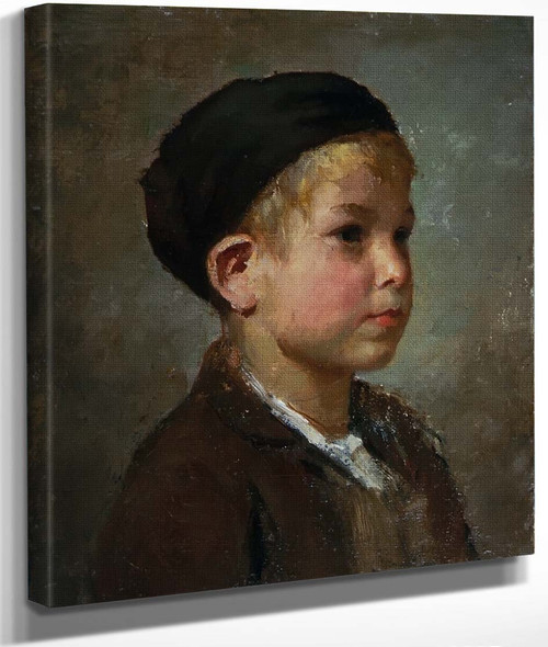 Portrait Of A Boy With Cap By Albert Anker