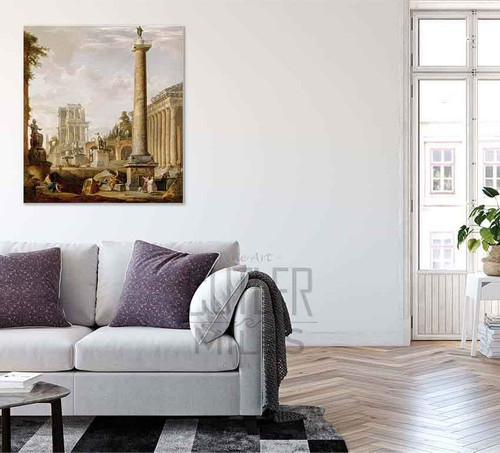 Roman Landscape With The Column Of Trajan By Giovanni Paolo Panini By Giovanni Paolo Panini