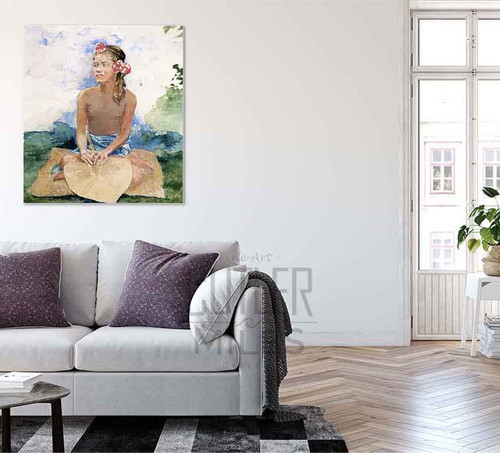 Study Of Tongan Girl With Fan By John La Farge By John La Farge