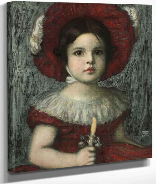The Artist's Daughter Mary In A Red Hat By Franz Von Stuck