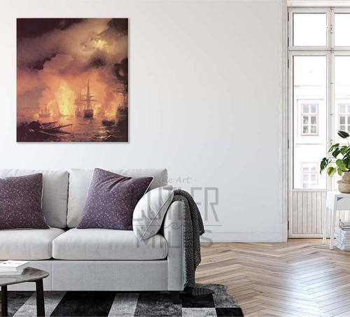 The Battle Of Chesme. By Ivan Constantinovich Aivazovsky By Ivan Constantinovich Aivazovsky
