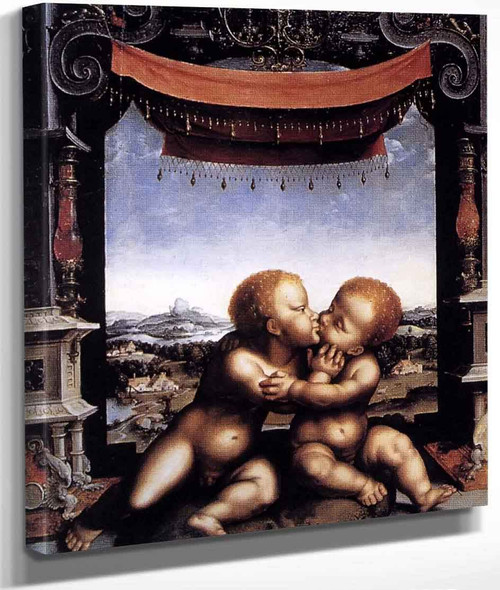 The Infants Christ And Saint John The Baptist Embracing By Joos Van Cleve By Joos Van Cleve
