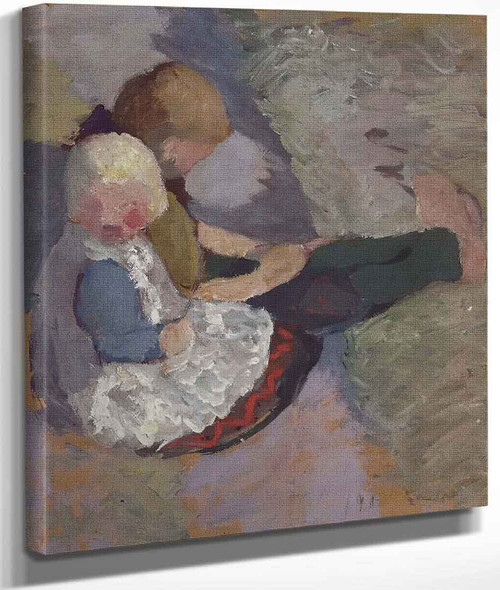 Two Children Sitting On A Meadow By Paula Modersohn Becker