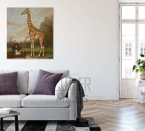 Two Giraffes With A Seated Indian Attendant In A Savannah Landscape By Jacques Laurent Agasse By Jacques Laurent Agasse