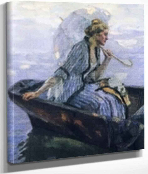 Woman Boating By Edward Cucuel By Edward Cucuel