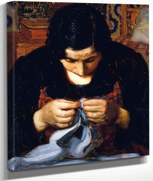 Woman Sewing, Paris By Joseph Kleitsch By Joseph Kleitsch