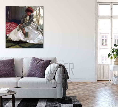 Woman With A Book By Frederick Carl Frieseke By Frederick Carl Frieseke