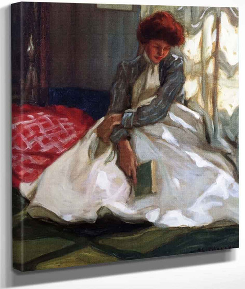 Woman With A Book By Frederick Carl Frieseke By Frederick Carl Frieseke