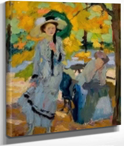 Woman With Umbrella By Edward Cucuel By Edward Cucuel