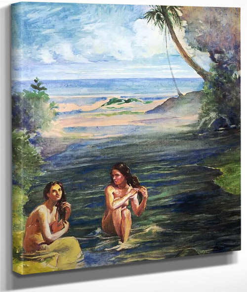 Women Bathing In Papara Riiver By Louis Jean François Lagrenee, Aka Lagrenee The Elderfrench, By Louis Jean Francois Lagreneefrench,