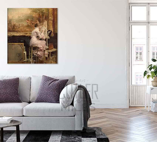 Young Watercolorist In The Louvre By Pascal Dagnan Bouveret