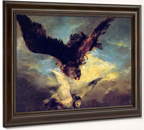 Falcon Swooping On A Dove By Adolph Von Menzel By Adolph Von Menzel