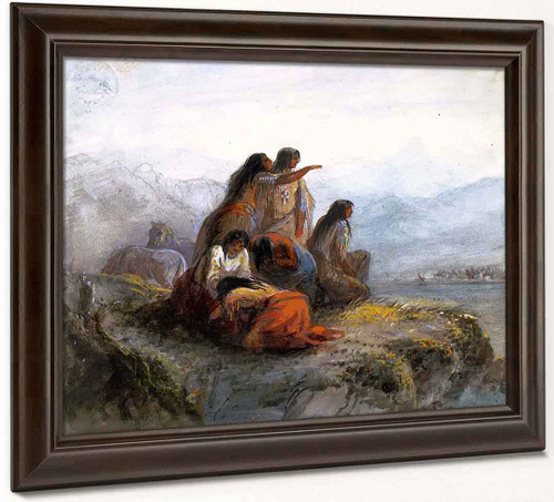 Indian Women Watching A Battle By Alfred Jacob Miller