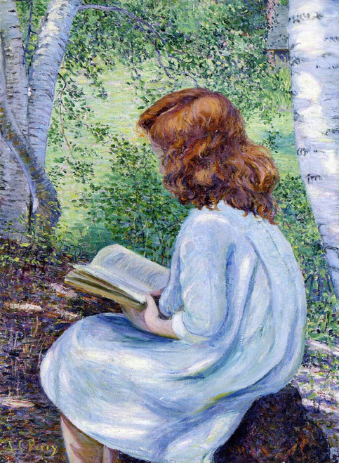 Child With Red Hair Reading By Lilla Cabot Perry