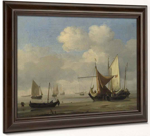 Small Dutch Vessels Aground At Low Water In A Calm By Willem Van De Velde The Younger