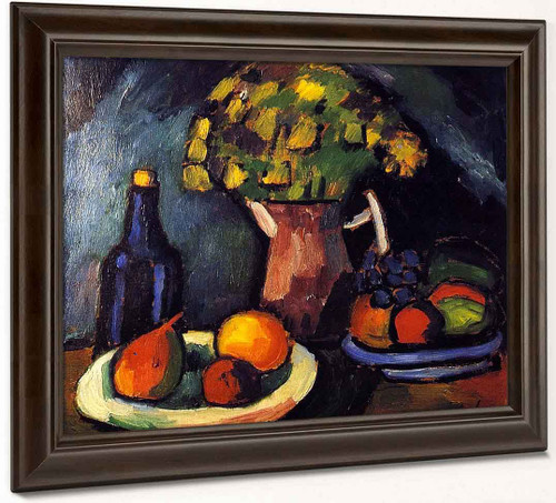 Still Life With Bouquet, Fruit Bowls And Bottle By Alexei Jawlensky By Alexei Jawlensky