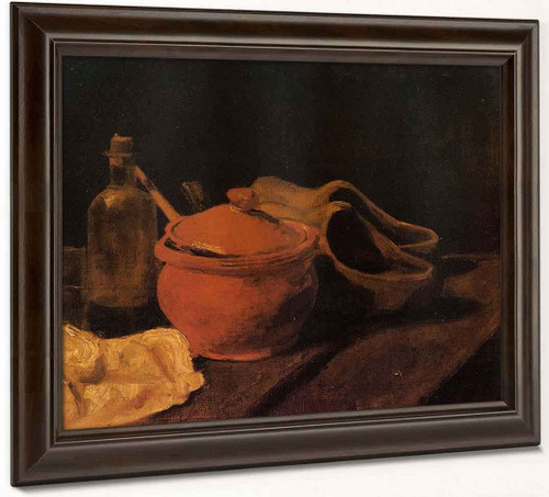 Still Life With Earthenware, Bottle And Clogs By Jose Maria Velasco