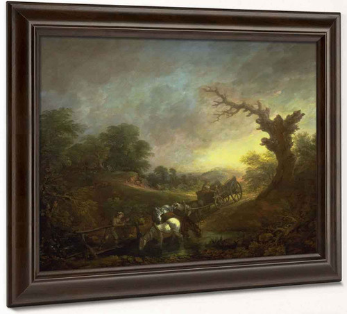 Sunset Carthorses Drinking At A Stream By Thomas Gainsborough By Thomas Gainsborough