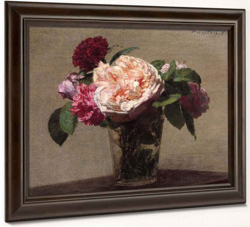 Tea Roses And Red Roses In A Glass By Henri Fantin Latour By Henri Fantin Latour