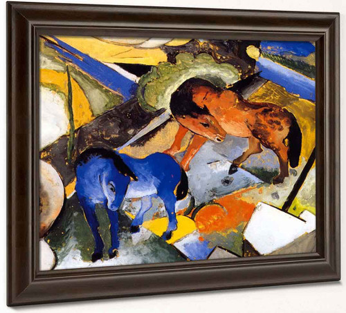 Two Horses In Landscape By Franz Marc By Franz Marc