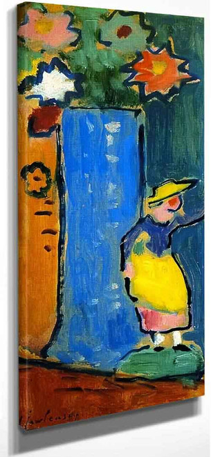 Blue Vase With Small Biedermeier Figure By Alexei Jawlensky By Alexei Jawlensky