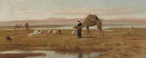 Arab Shepherds Grazing Their Flocks By Frederick Goodall