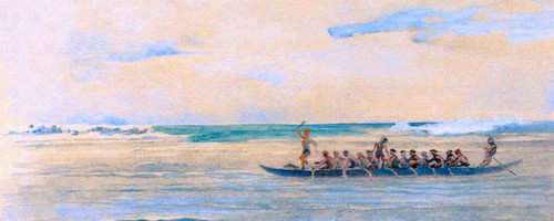 Canoe Going From Up The Coast To Apia To A Big Talolo, Or Official Presentation Of Food, Jan. 1891 By John La Farge By John La Farge