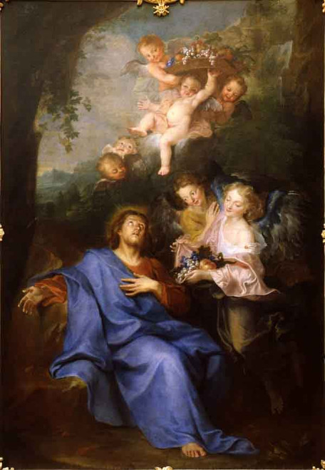Christ Served By Angels By Antoine Coypel Ii By Antoine Coypel Ii