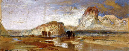 First Sketch Made In The West At Green River, Wyoming By Thomas Moran