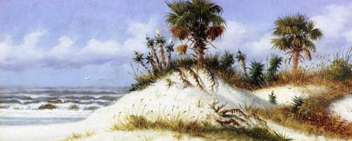 Florida Sand Dunes With Two Palm Trees By William Aiken Walker