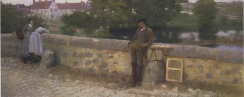 On The Bridge At Grez By Sir John Lavery, R.A. By Sir John Lavery, R.A.