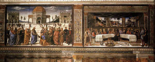 Scenes On The Left Wall By Pietro Perugino By Pietro Perugino