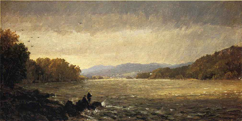 A View Upstream By Jasper Francis Cropsey By Jasper Francis Cropsey