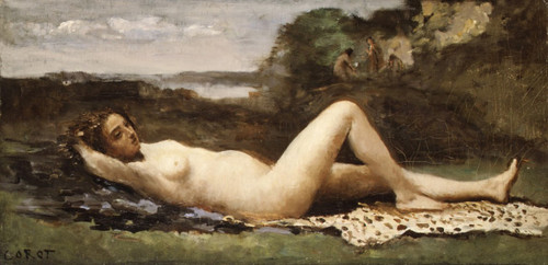 Bacchante In A Landscape By Jean Baptiste Camille Corot