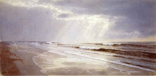 Beach With Sun Drawing Water By William Trost Richards By William Trost Richards