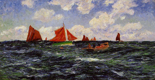 Fishing Boats Off The Coast By Henri Moret By Henri Moret