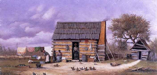 Log Cabin With Stretched Hide On Wall By William Aiken Walker