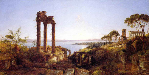 Overlookig The Bay Of Naples By Jasper Francis Cropsey By Jasper Francis Cropsey