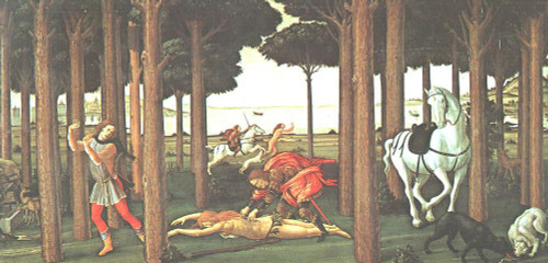 The Story Of Nastagio Degli Onesti (Second Episode) By Sandro Botticelli(Italian, 1445 1510)