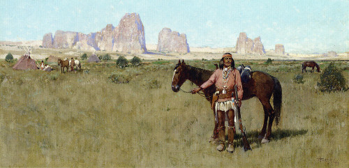 Warrior And Teepees By Henry F. Farny By Henry F. Farny