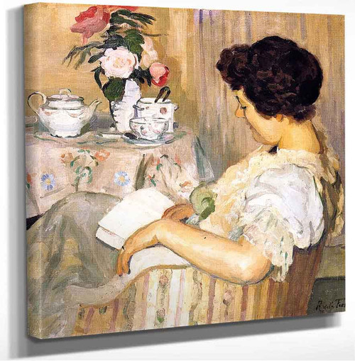 Alice Reading Beside A Cup Of Tea Roger De La Fresnaye