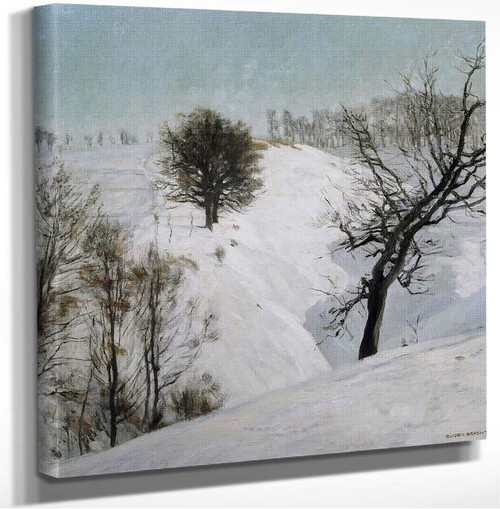 Snowy Fields (Wechselburg An Der Mulde) (Also Known As Verschneite Felder ( Wechselburg An Der Mulde)) Eugen Felix Prosper Bracht