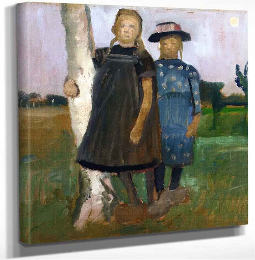 Two Girls With A Birch Tree Trunk Paula Modersohn Becker