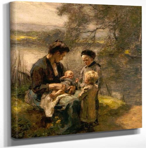 Woman With Infant And Two Children Leon Augustin Lhermitte