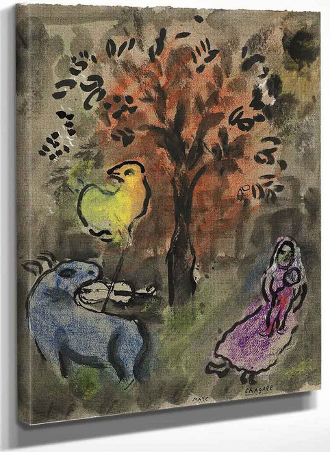 Mother And Child With Animals Under A Tree By Marc Chagall